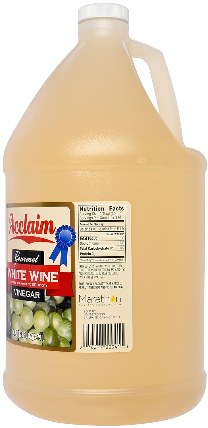 Acclaim Gourmet White Wine Vinegar, 128 Ounces (1 Gallon) - 5% Acidity