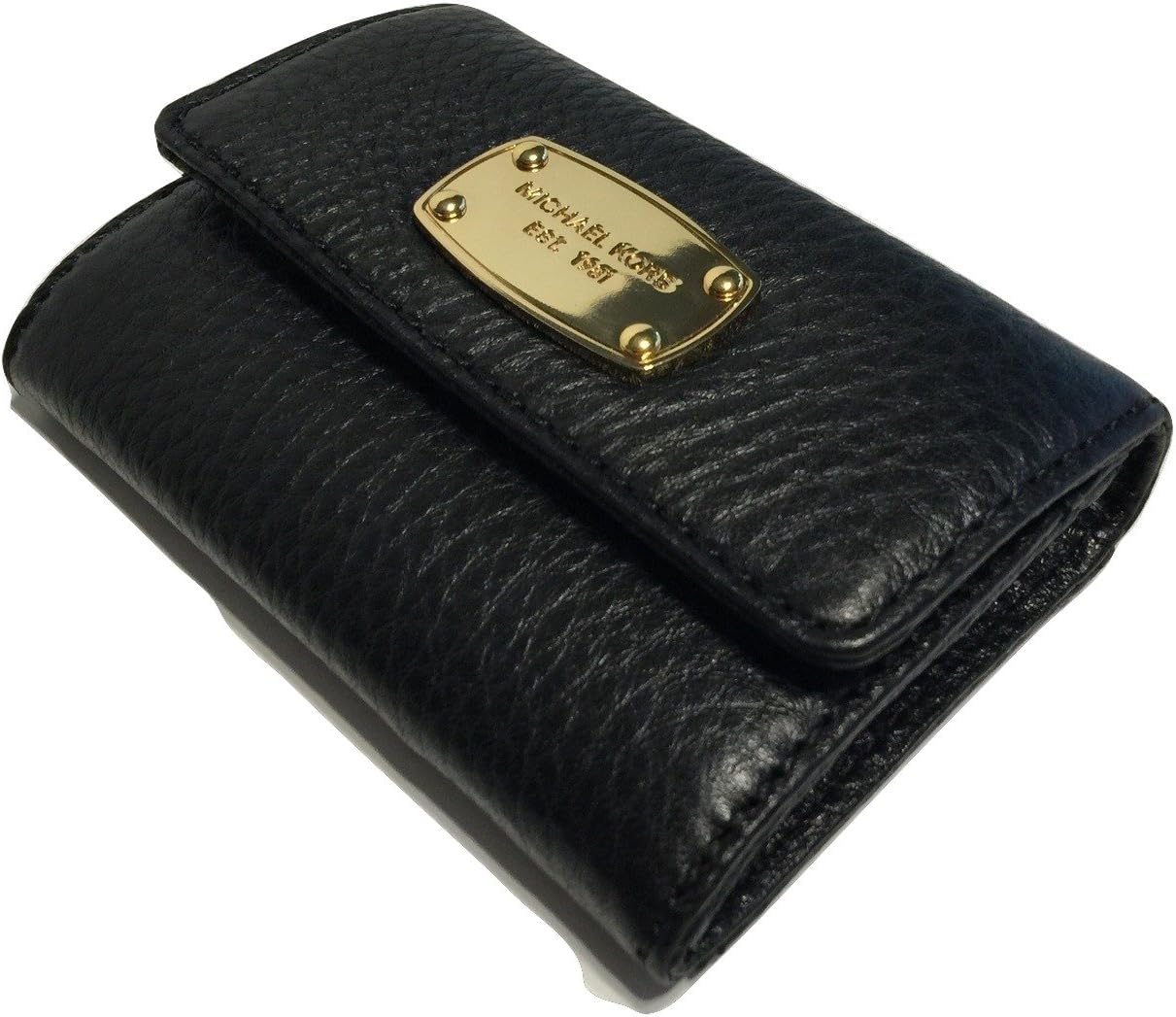 Michael Kors Flap Coin Purse ID Small Wallet Black Leather