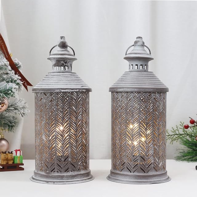 JHY DESIGN Set of 2 Battery Operated Table Lamps 26.5cm High Cordless Lamp with String Bulb Hanging Battery Powered Lamp for Hallway Living Room Bedroom Indoor Outdoor Home(Bamboo Leaves)