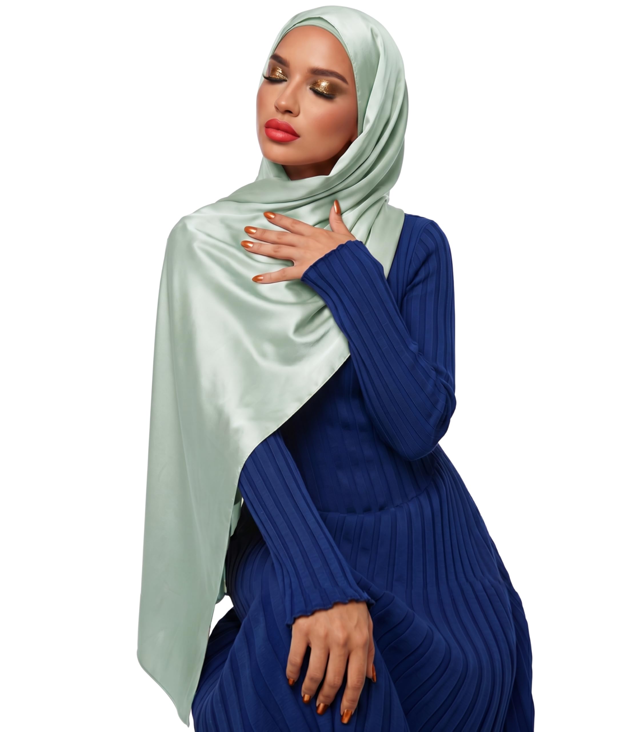 Satin Scarf - Ladies Scarves, Shawls & Wraps - Satin Hijab - Sage