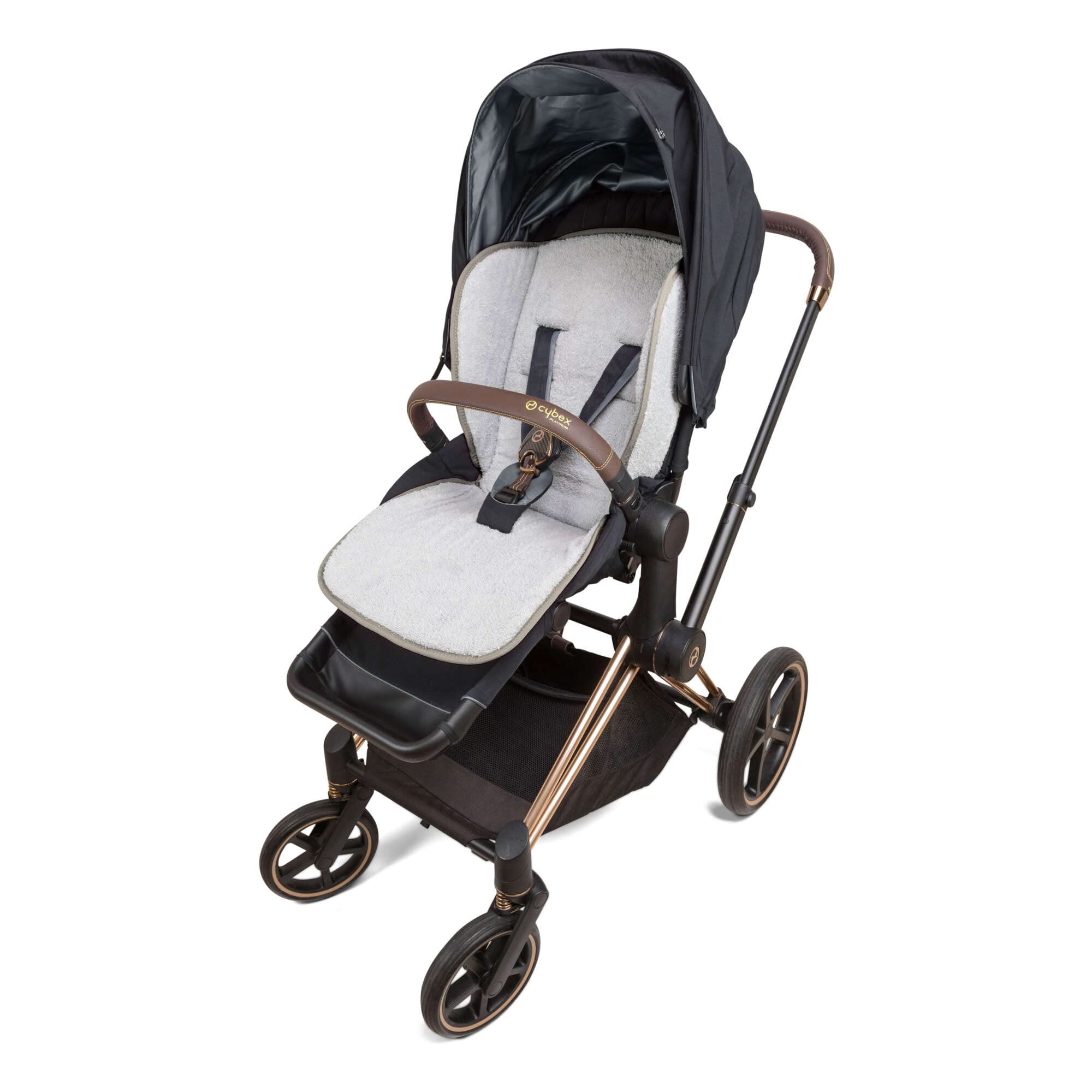 baby idea Babysanity® Sitzverkleinerer für Neugeborene, weiche Polsterung, Bezug aus Frottee, 100 % Baumwolle, Grau