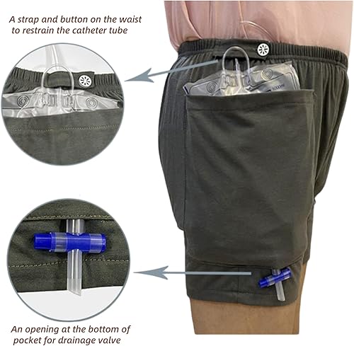 Miniatura 3 de Paquete de 2 pantalones para mujer con bolsa de orina para el cuidado de la incontinencia con bolsillos externos dobles para catéter, pantalones