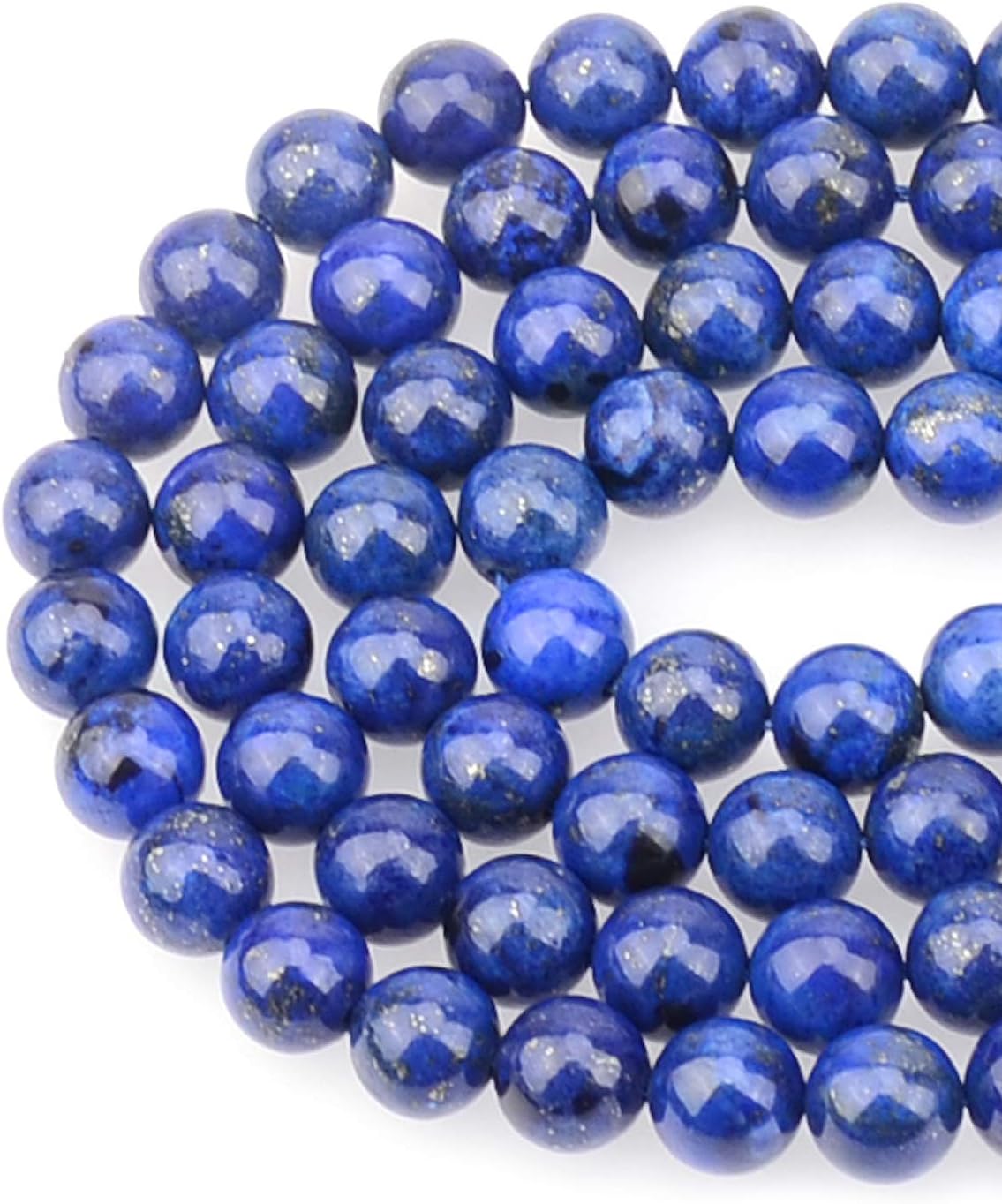 LPBeads 100PCS 8mm Blue Lapis Gemstone Round Loose Beads for Jewelry Making with Crystal Stretch Cord