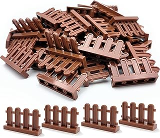 50pcs Fence Building Block Toy House Garden Farm Pieces Accessories Brown Picket Fence Compatible with Major Brand
