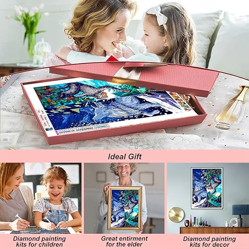 Miniatura 4 de FHBUBPUP Kits de pintura de diamantes para adultos, kits de arte de diamantes del zodiaco chino para niños, manualidades de gemas de lobo y mono