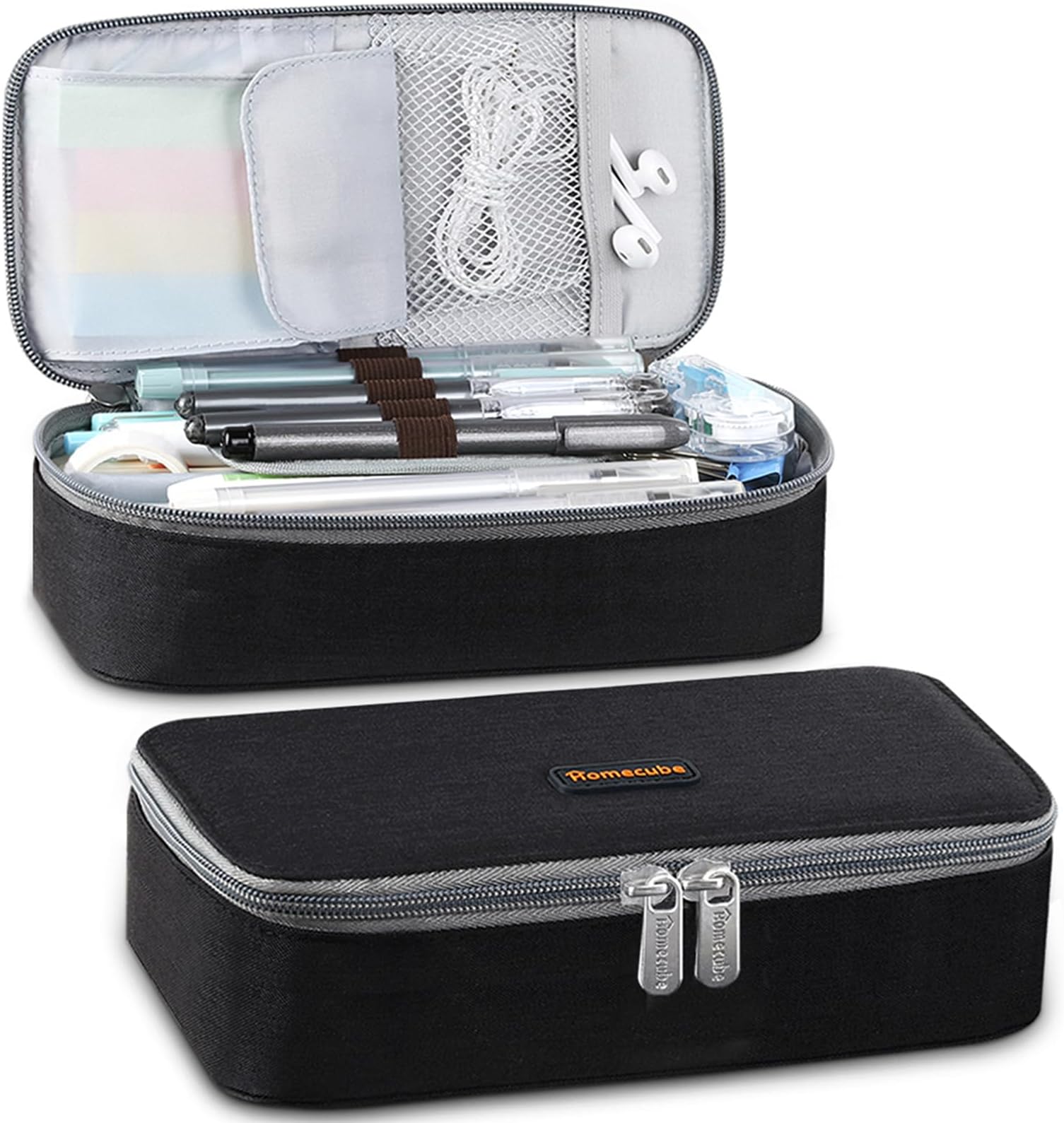 Pencil Case with Zipper, Large Storage Box for College, Middle School, Office Supplies, Stationery