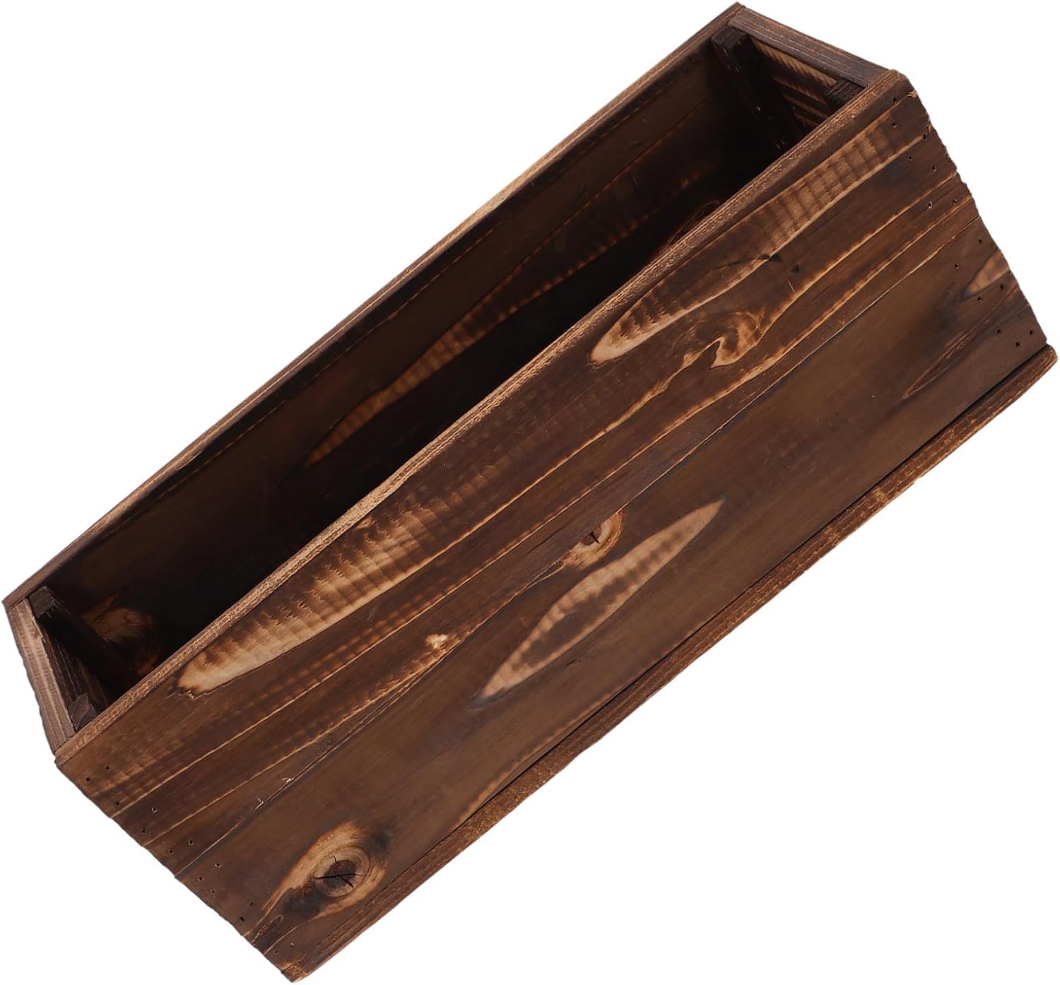 Alasum Carbonized Wood Flower Planter Box Rectangular Outdoor Wooden Planters for Balcony Garden Patio Railings Weather-Resistant for Versatile Flower and Vegetable Display