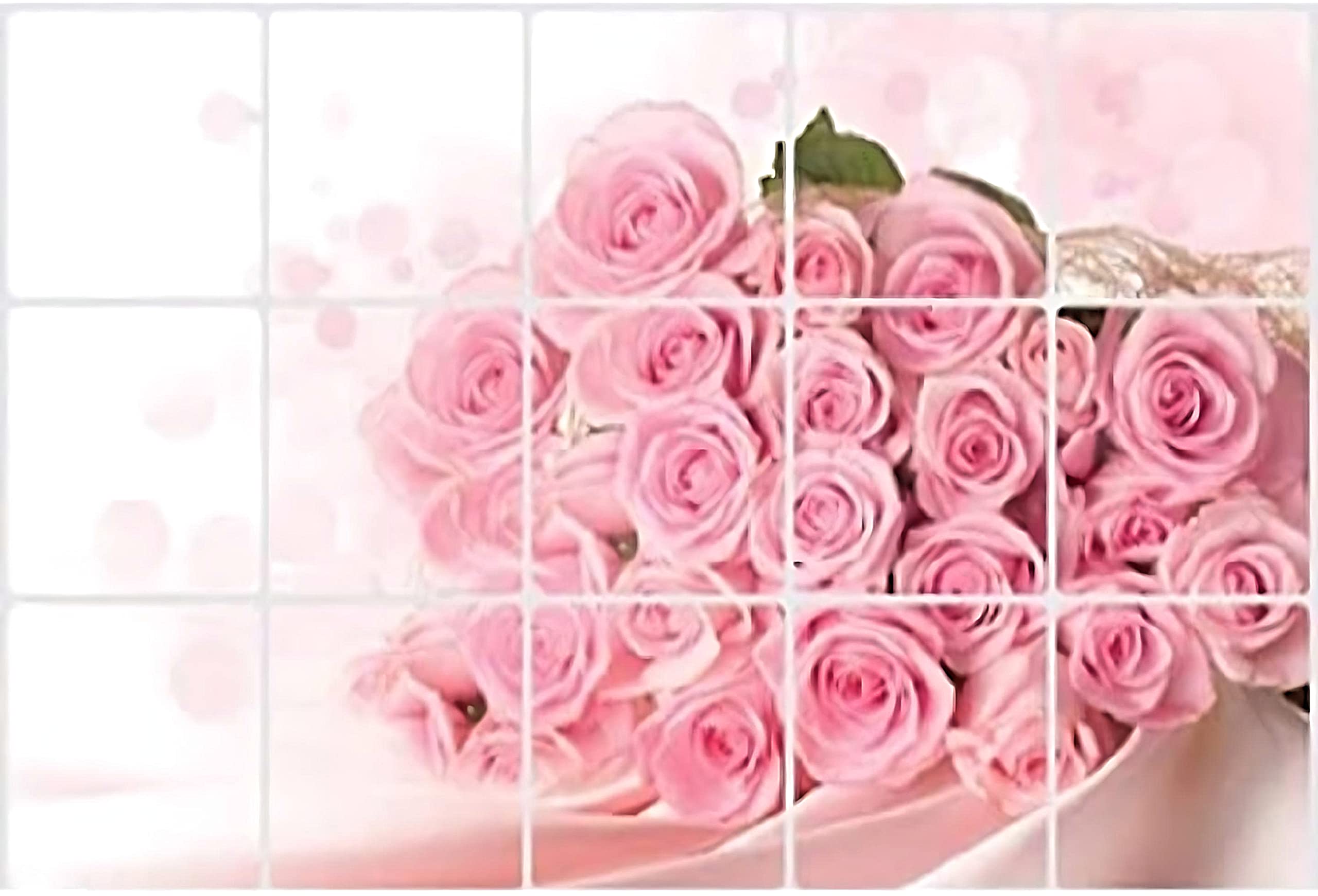 JAAMSO ROYALS Pink Rose Design Removable Oil Proof Heat Resistant Kitchen Wall Sticker (75 CM x 45 CM)