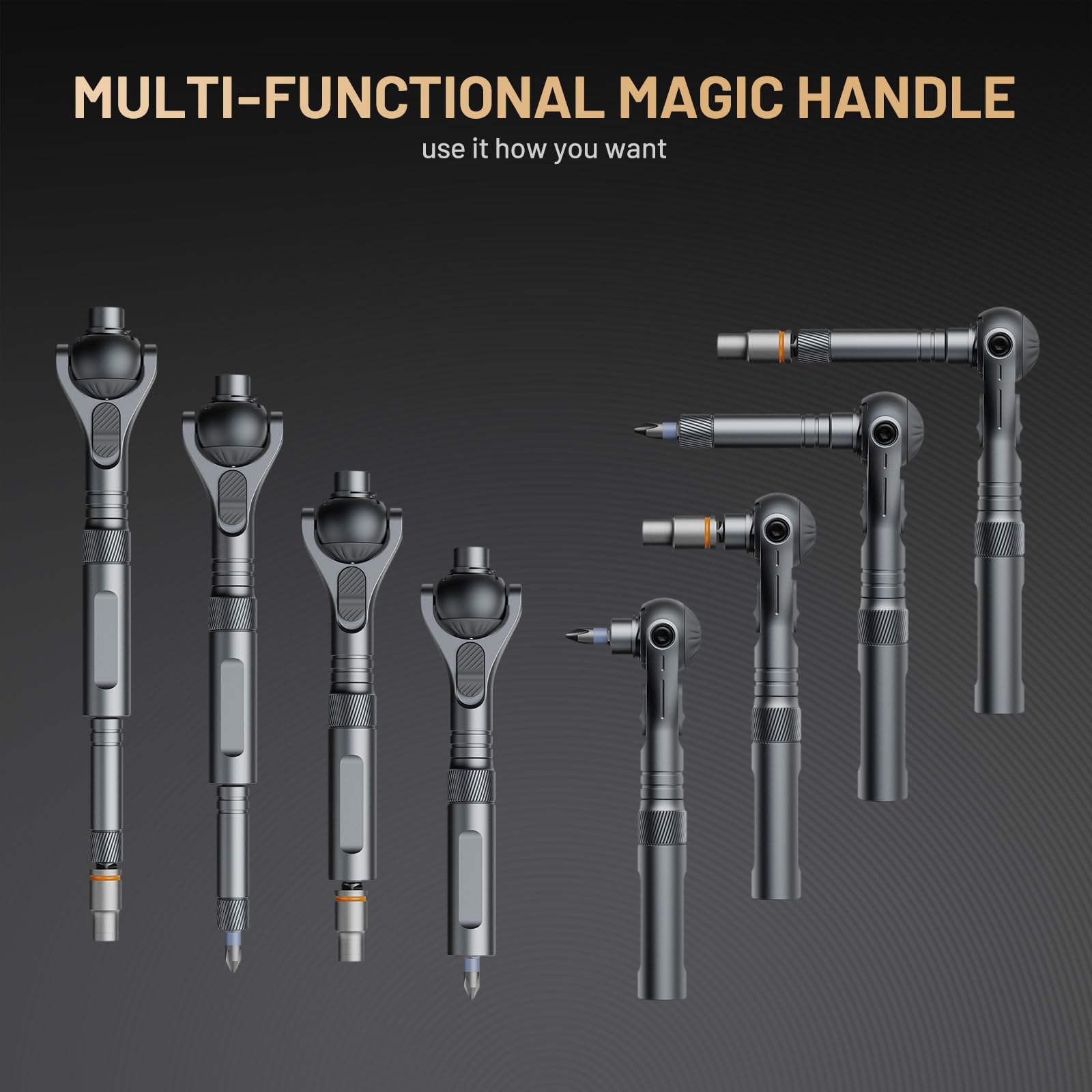 AtuMan Juego de destornilladores de trinquete 40 en 1 con mango desmontable, cabeza de trinquete de 180°, mecanismo de 45 dientes, kit de herramientas magnéticas con funda para computadora, reparación