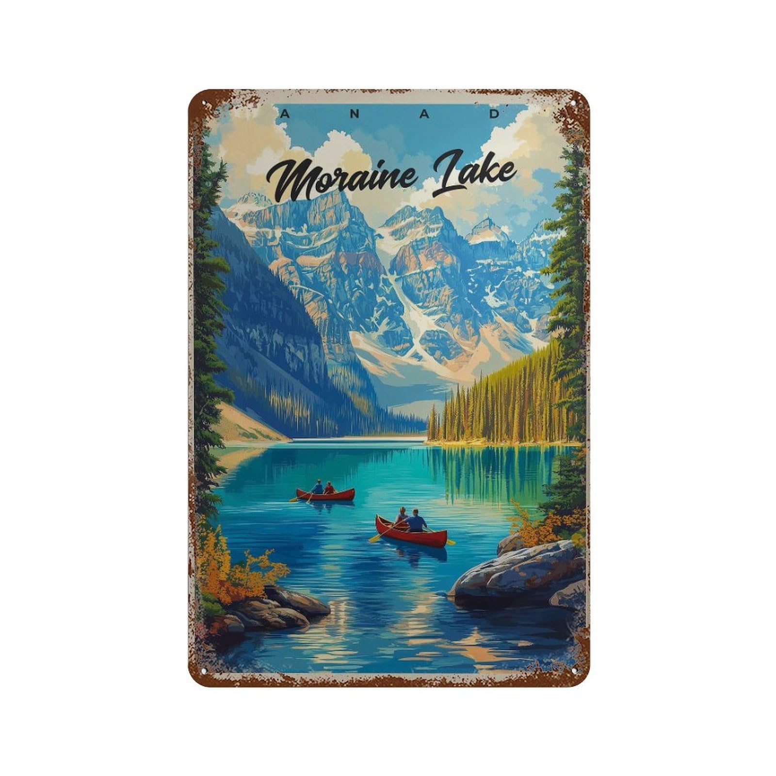 xiaoxiaoshen Moraine Lake Travel Banff British Columbia Wall Decor Art Metal Tin Poster Modern Home Decor Art Home Bar Shop Decorations Vintage Sign 30x20cm