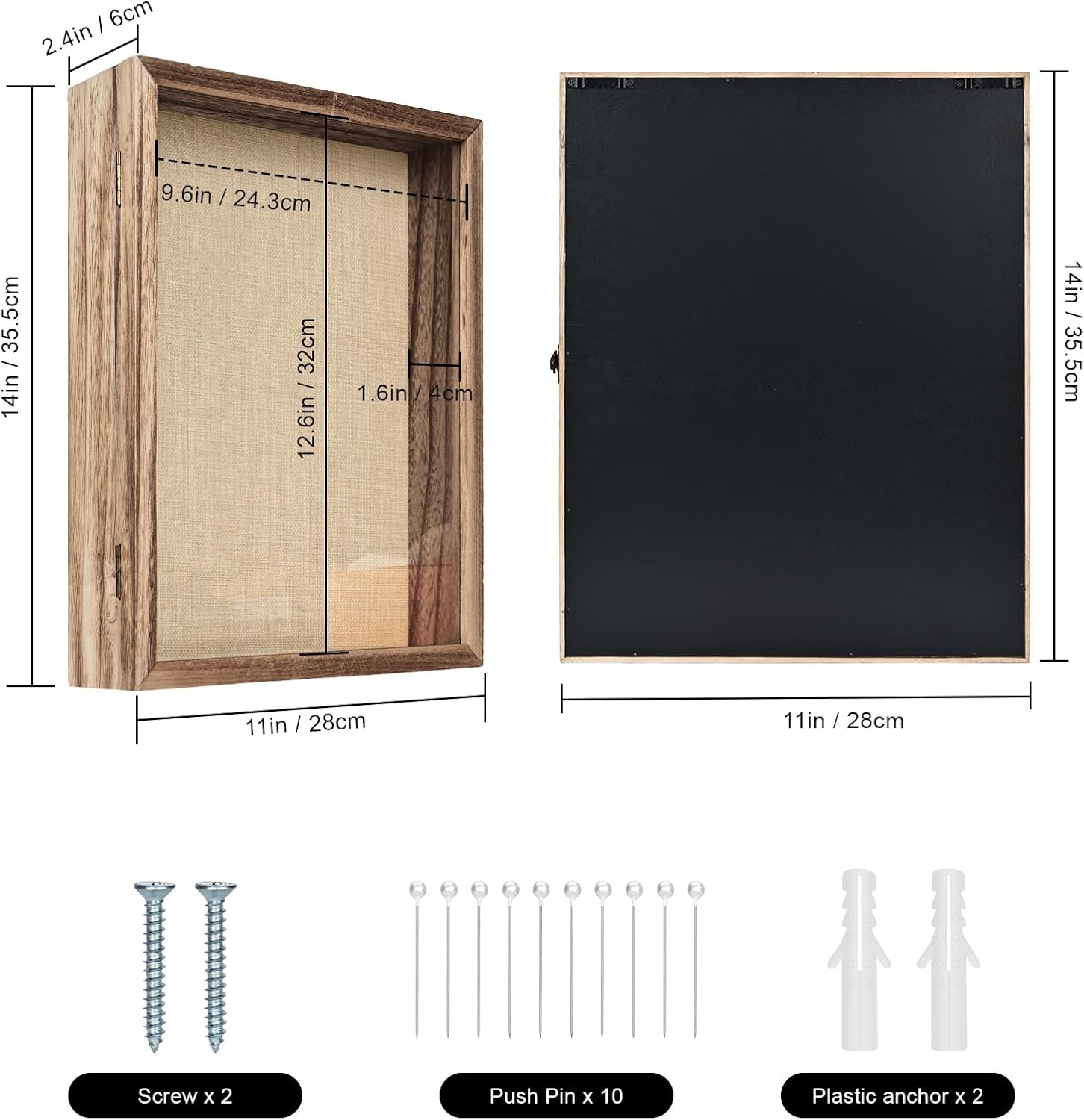 Shadow Box Frame11×14 Display Case with Linen Back, Real Glass Window Door with Hinge, Memorabilia Medals Wedding Bouquet Collections Picture Frame Memory Box for Keepsakes