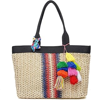 JOSEKO Pochette à pour femmes en paille, élégante, décontractée, polyvalente, adaptée pour l'été, les sorties, la plage, le dîner