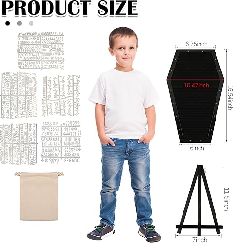 Miniatura 3 de Colarr Tablero de letras de fieltro negro con luces LED integradas con soporte, decoración de Halloween, más de 500 caracteres, blanco precortado,