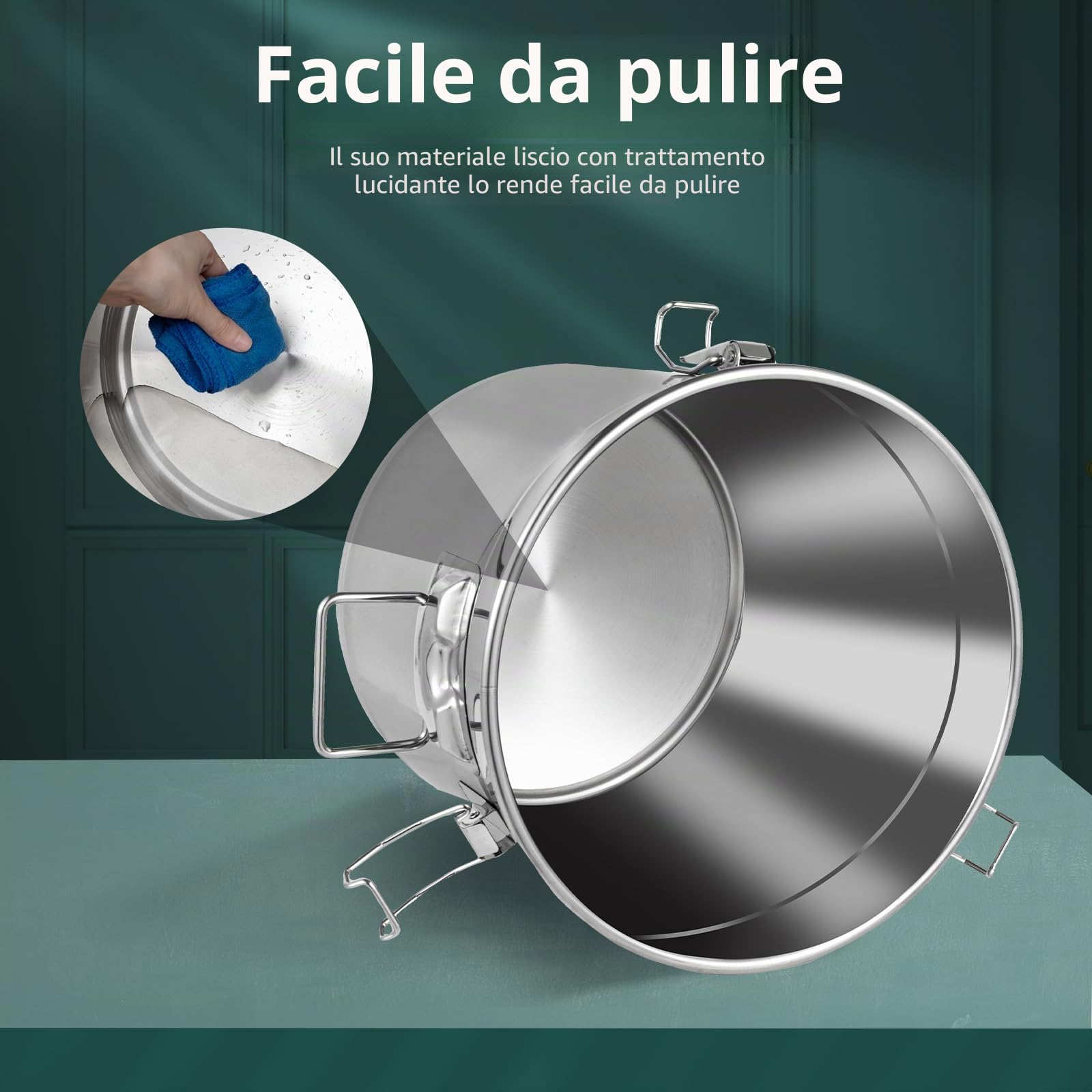 contenitore ermetico in acciaio inox 6/12/21/33 l, per cereali e conservazione alimenti in cucina