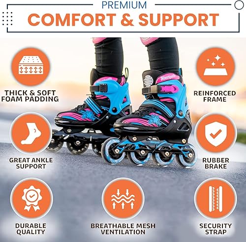 Miniatura 3 de XINO SPORTS Patines en línea 2 en 1 para niños  Patines en línea  Patines con luz LED intercambiables para niños de 6 a 12 años, adolescentes y