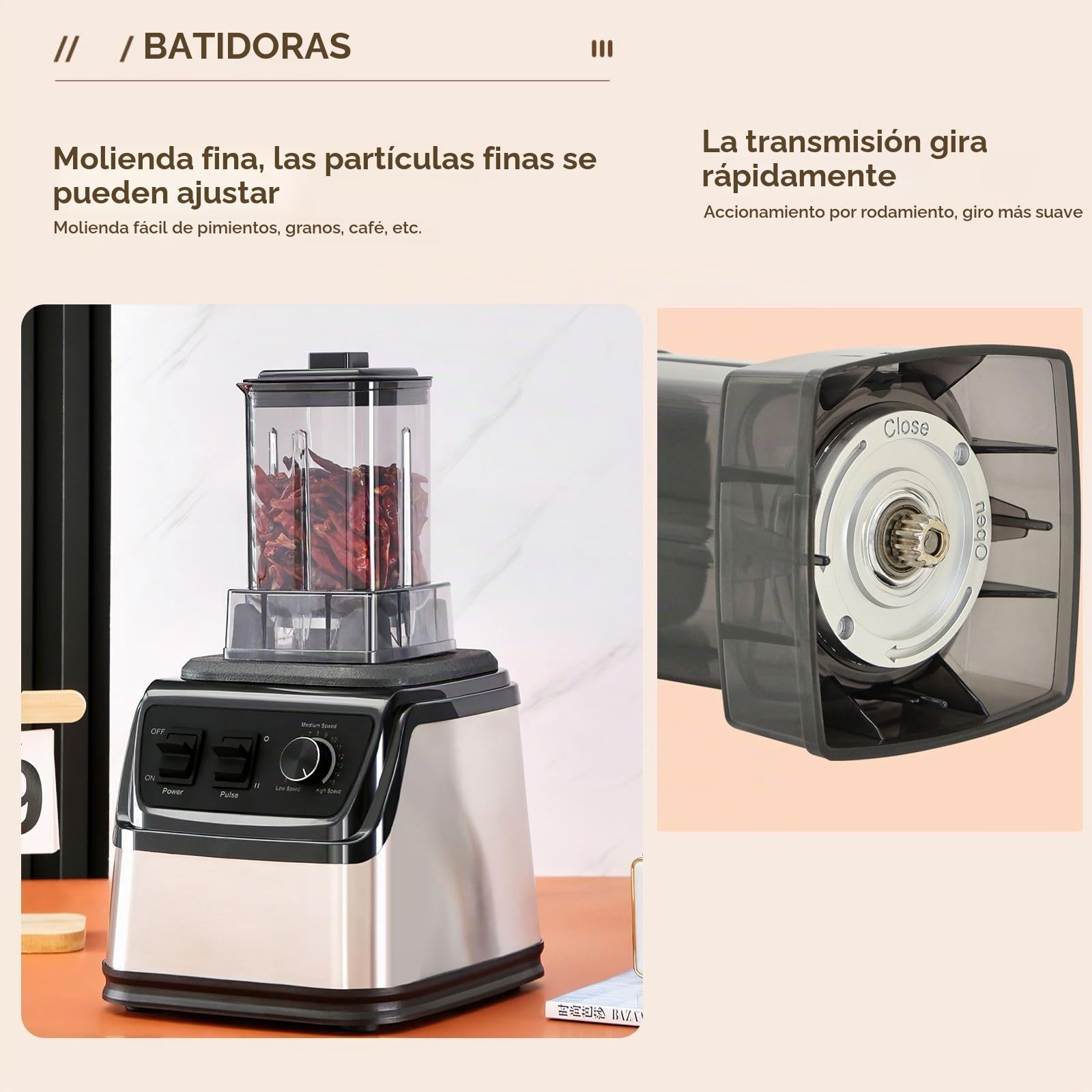 Batidora Multifunción 3L,Licuadoras para Zumos y Batidos con 15 Velocidades Ajustables, 3 Jarra de Batido, Cuchillas de Acero Inoxidable, para Preparar Batidos, Smoothies y Jugos (3 en 1)
