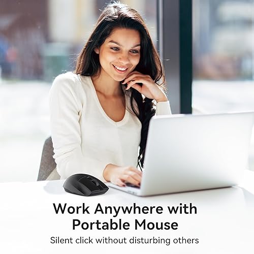 Miniatura 5 de AUSDOM Mouse inalámbrico para computadora portátil - Mouse de computadora con mini receptor USB de 2.4G, seguimiento óptico de 1600 DPI, mouse de