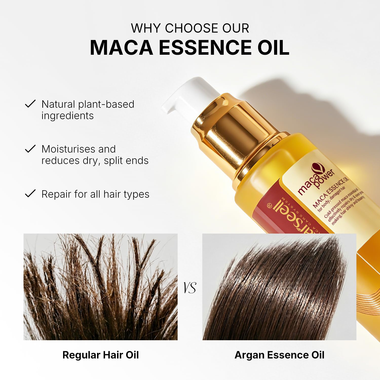 Karseell Aceite de Pelo, Aceite Pelo Reparación Profunda Aceite de Argan para el Pelo Seco y Dañado, 50ml (Paquete de 2)