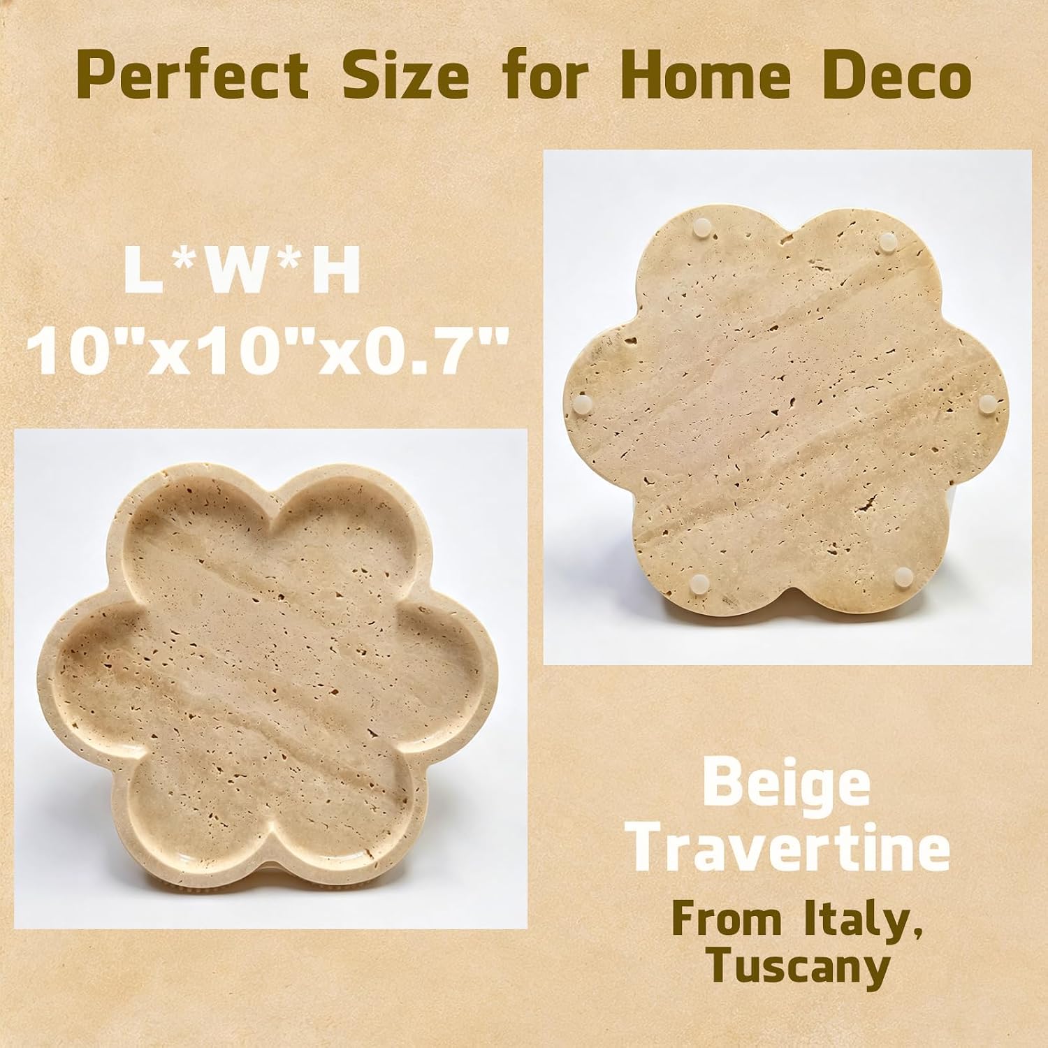 Natural Travertine Hexafoil Decorative Tray, 10 Inch