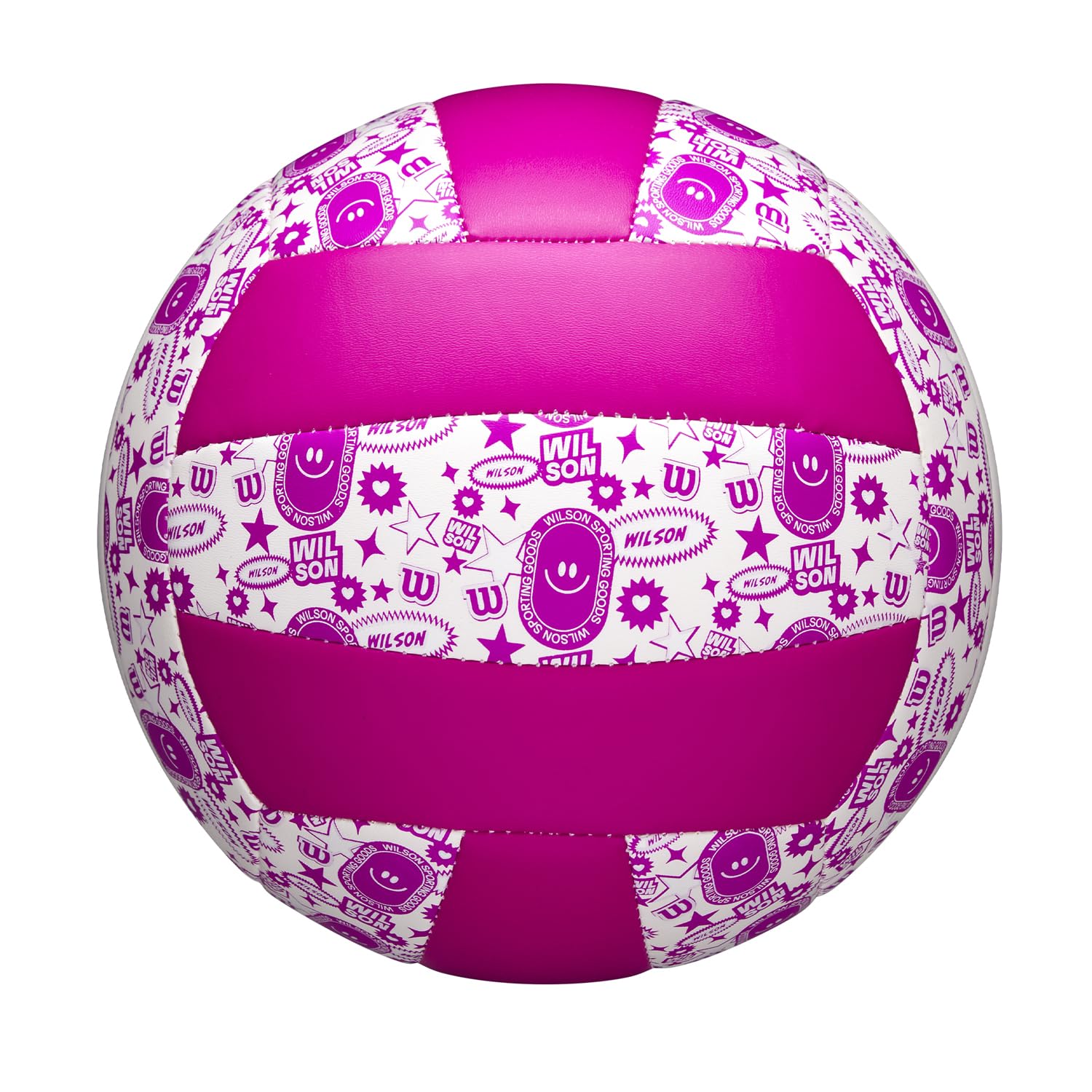 Wilson Pelota de Voleibol Stamp, Cuero Sintético, Tamaño Oficial, Morado y Blanco
