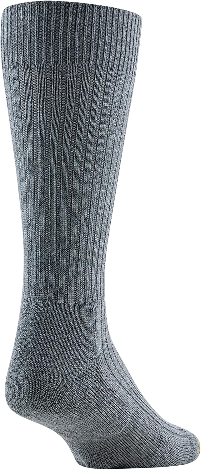 GOLDTOE Mens True Rib Cushion Crew Socks, 3-pairs
