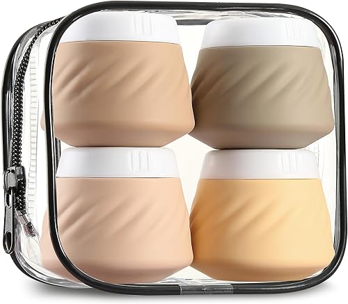Gemice Recipientes de viaje para artículos de tocador, tarros de crema de silicona aprobados por la TSA recipientes de tamaño de viaje con bolsa