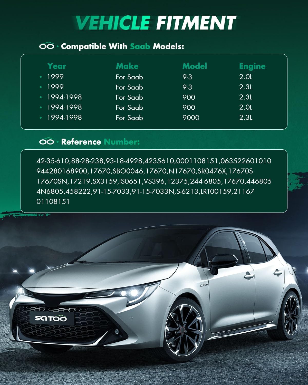 SCITOO Starter Motor 17670 Compatible For 2.0L 2.3L for 900 1994 1995 1996 1997 1998 2.3L 9000 1994 1995 1996 1997 1998 2.0L 9-3 1998 1999 PMGR 12V 1.4kw CW 9-Teeth