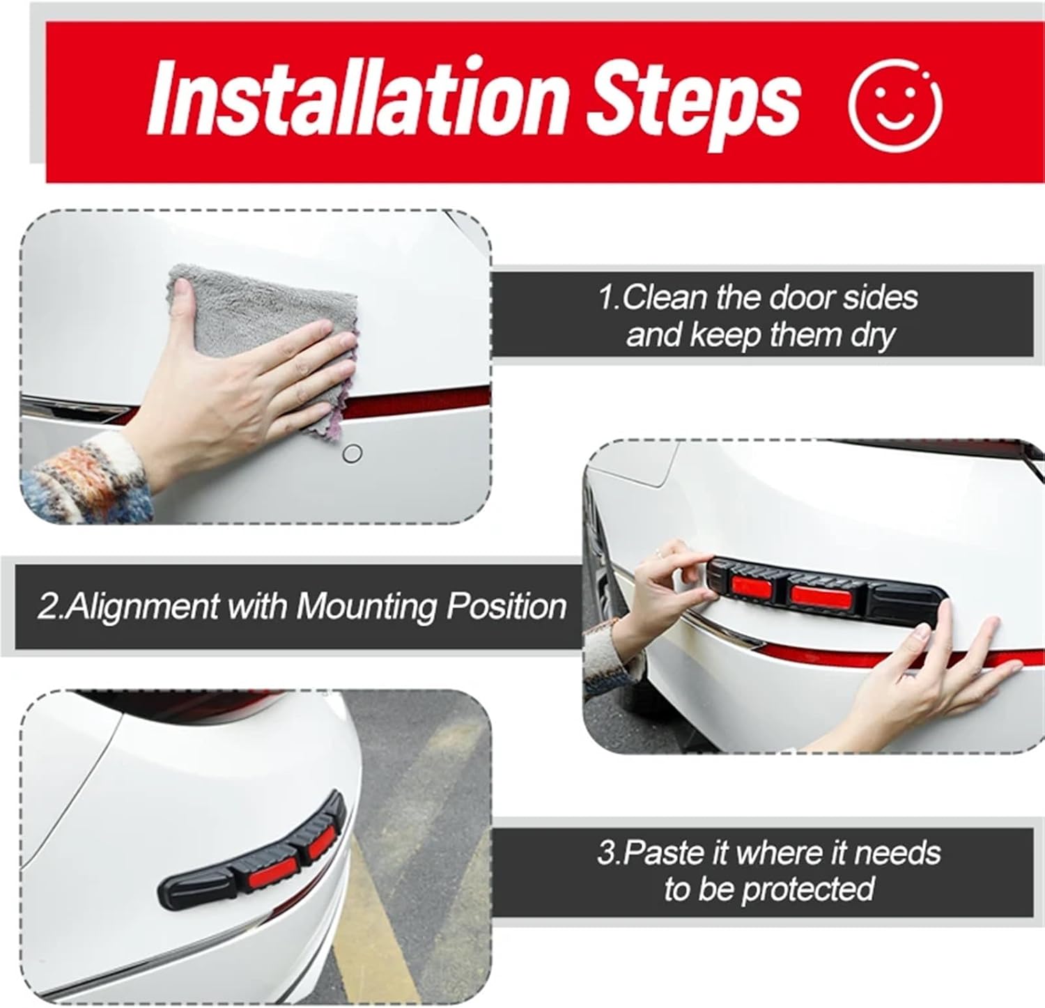 2pcs Car Body Scratch Protection Sticker Anticollision Decorative Strip(White 2pcs)