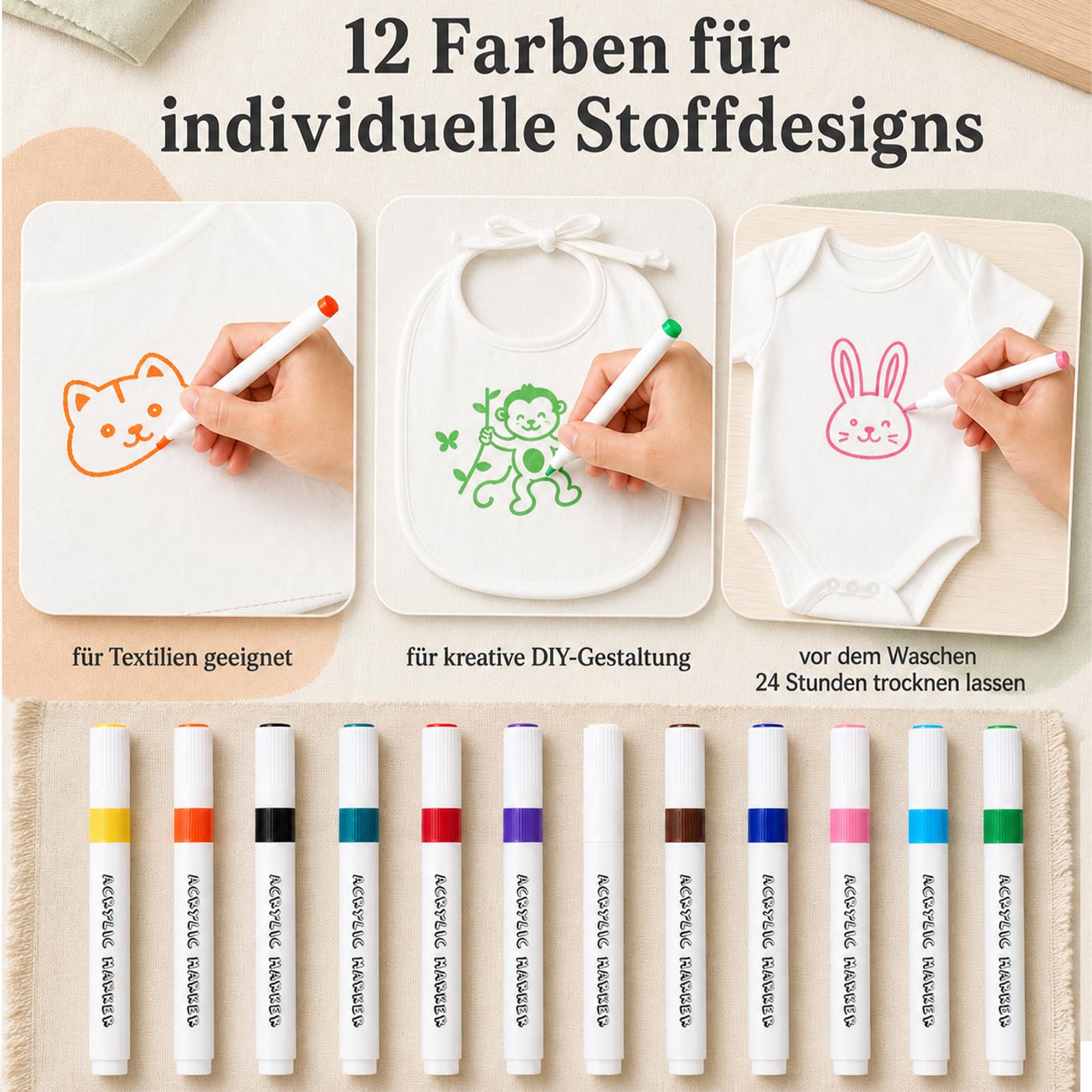 Juego de 81 piezas para baby shower, body para pintar y babero para bebé para pintar blanco, 6 bodys para bebés de 0 a 3 meses, 6 baberos de 24 x 20 cm, 12 lápices textiles, 16 plantillas, juegos de