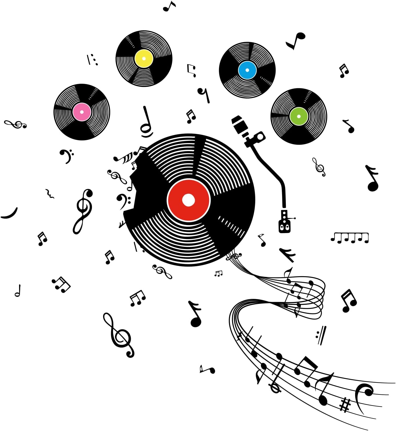 OLYCRAFT Musical Note Wall Stickers Creative Removable Wall Decals Music Notes Wall Sticker Vinyl Mural Wallpaper Music Stickers for Music Studio Dance Room Bedroom Art Decorations 15.4x31.5 inch