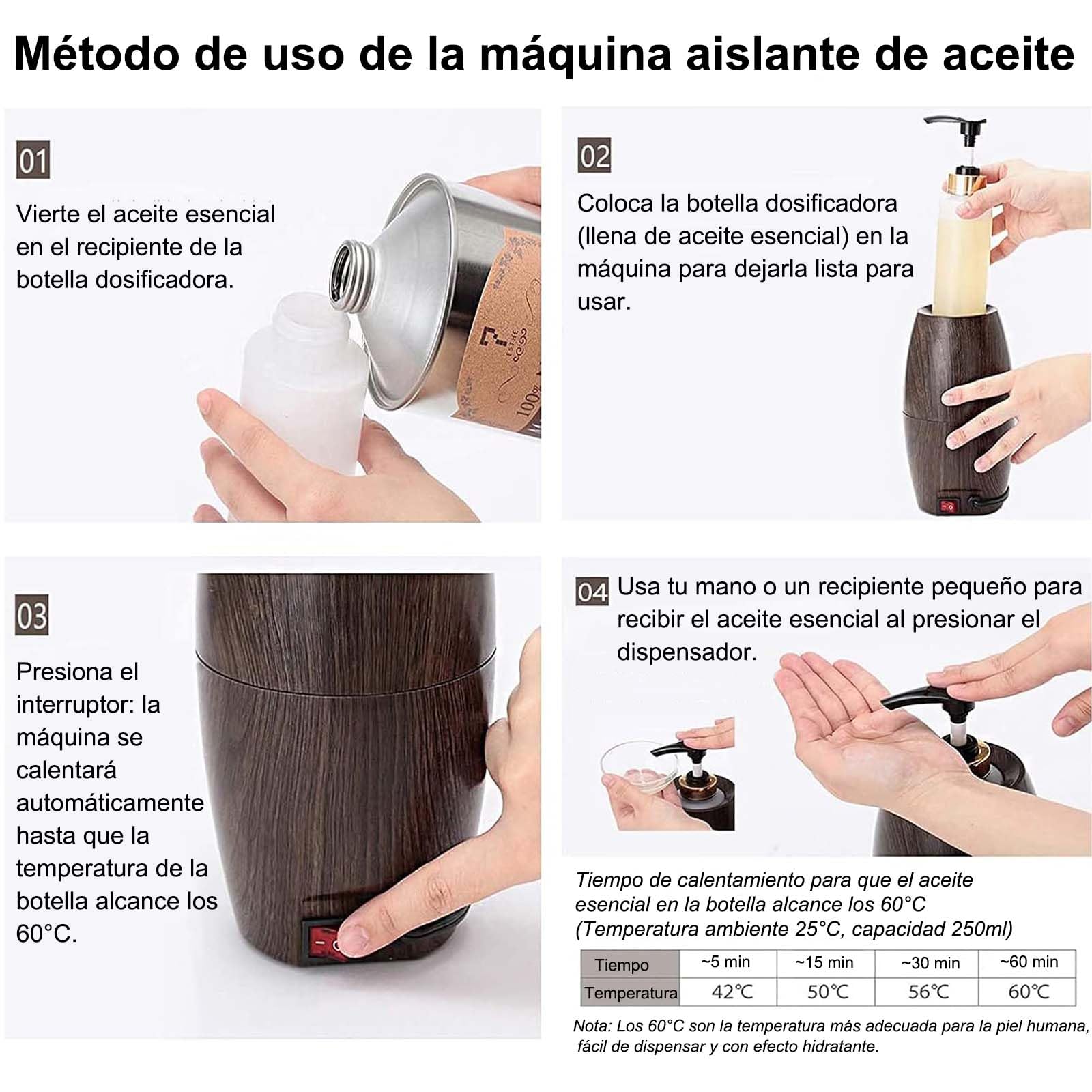 Elitzia Massaggio Olio Scaldabagno Lozione Warmer 131 ° F Temperatura costante con Bottiglie Pompa di Plastica Massaggio Olio Riscaldatore per Creme Gels & Oli Essenziali ETOH843N (noce)