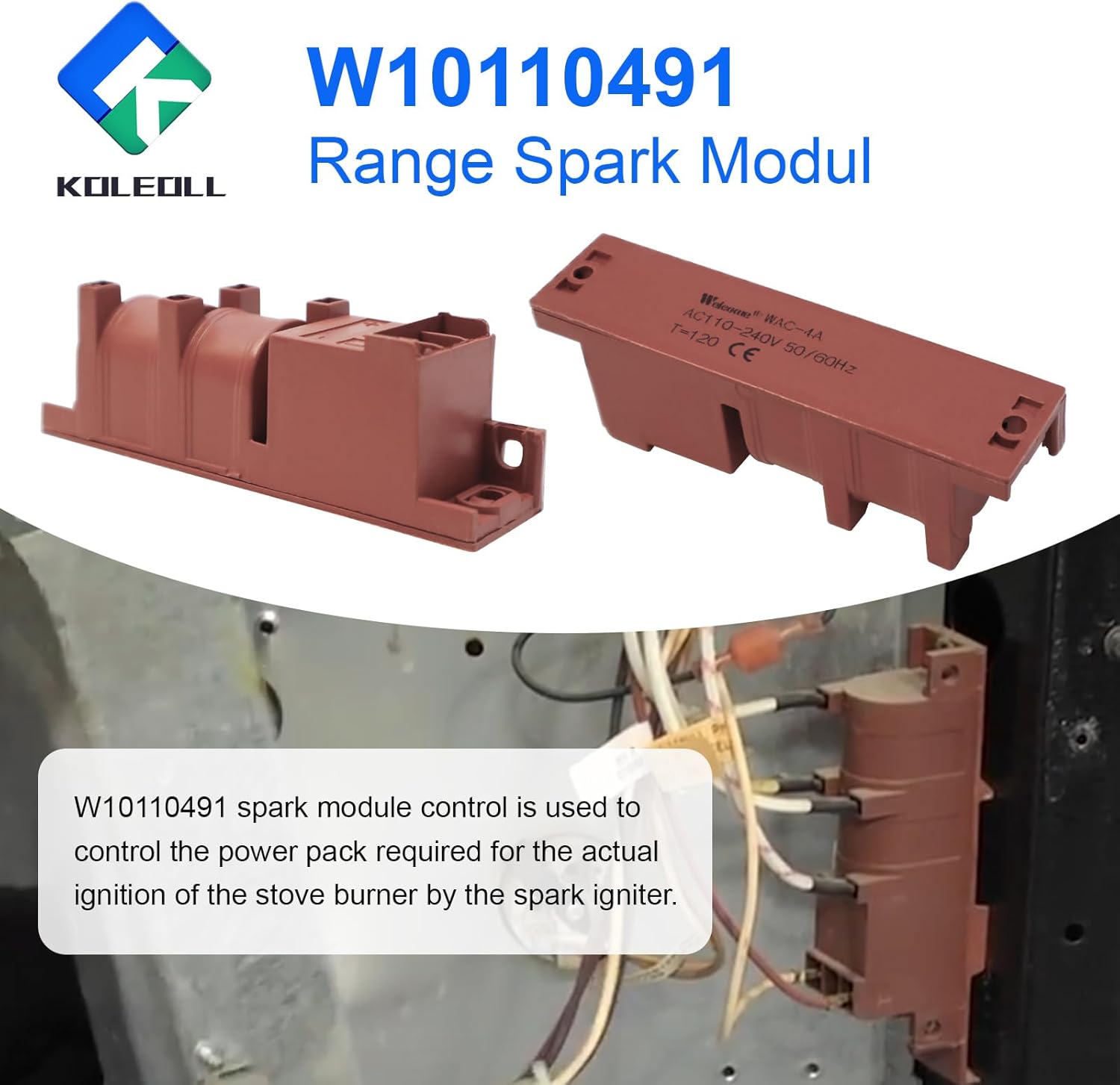 W10110491 Range Spark Module Compatible with Whirlpool Gas Range, Replace 3186493 3188112 8522423 8522426 AP6015060 PS11748331 W10110488 WPW10110491