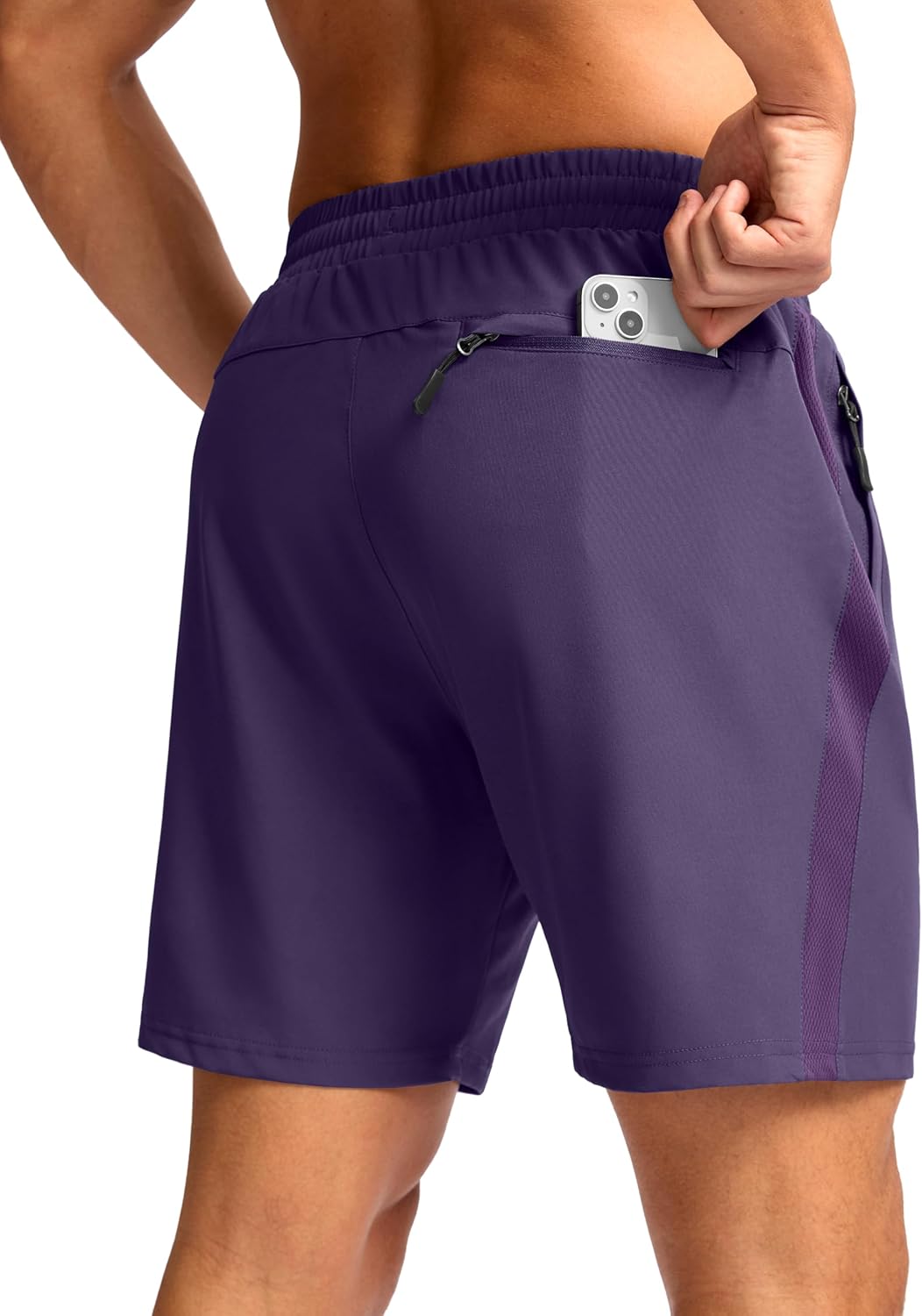 Pudolla Men's Running Athletic Shorts with 3 Zipper Pockets 5"/7" Gym Workout Shorts Lightweight Quick Dry for Hiking Casual - Image 2