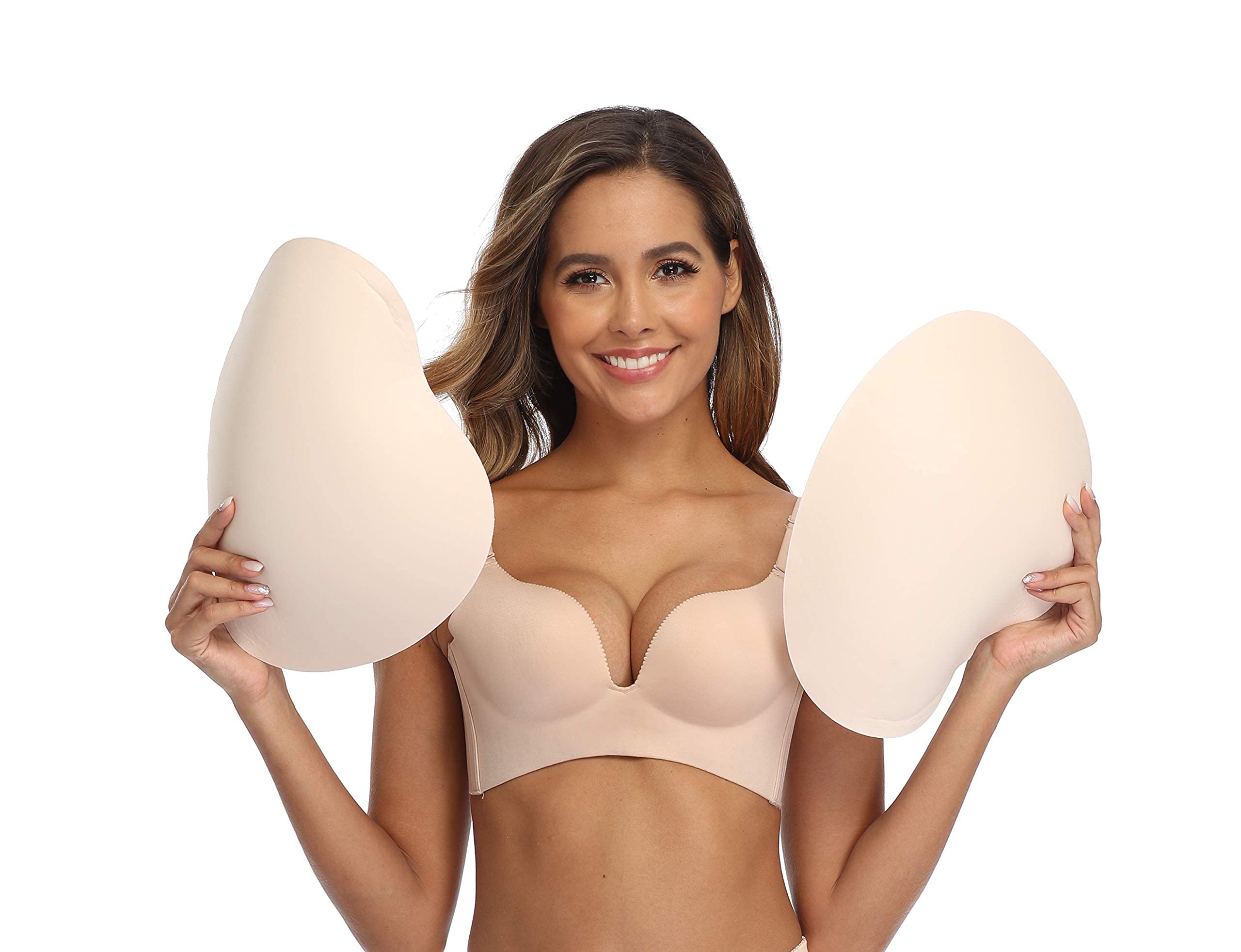 BIMEI 2PS Self-adhesive Sponge Thigh Pads Hip Pads Sponge Thigh Pads Hip Lifting Pads Crossdressing (L, Beige Mini)