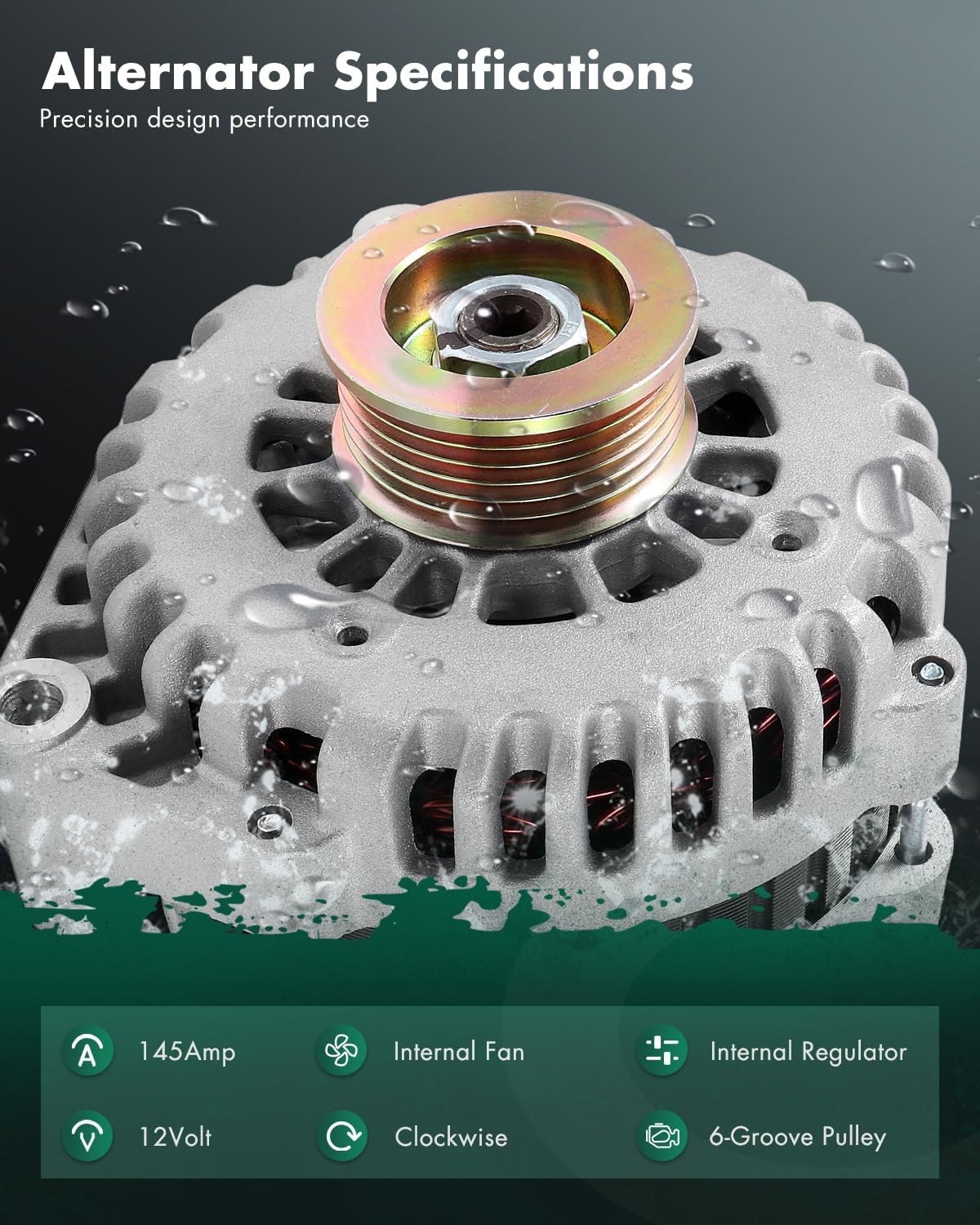 SCITOO Alternator Fits for Chevy for Silverado, Tahoe, for Suburban & for GMC for Sierra, Yukon & for Cadillac Escalade & for Buick Rainier - 12V 145Amp High-output CW 6-Groove OE 8237 8274 321-1749