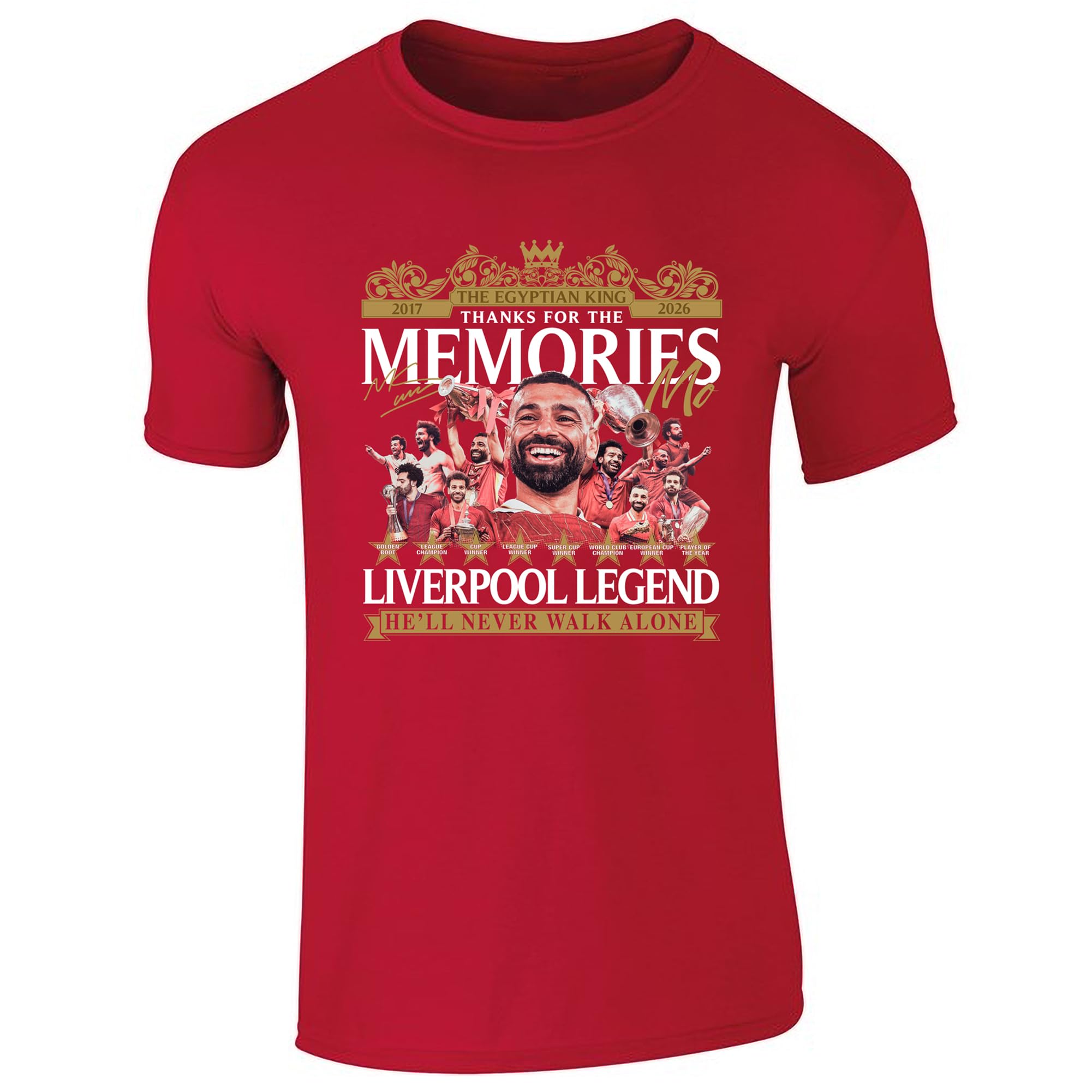 Partisan Liverpool T-Shirt Salah - Thanks for the Memories - Adult (UK, Alpha, L, Regular, Regular, Red)