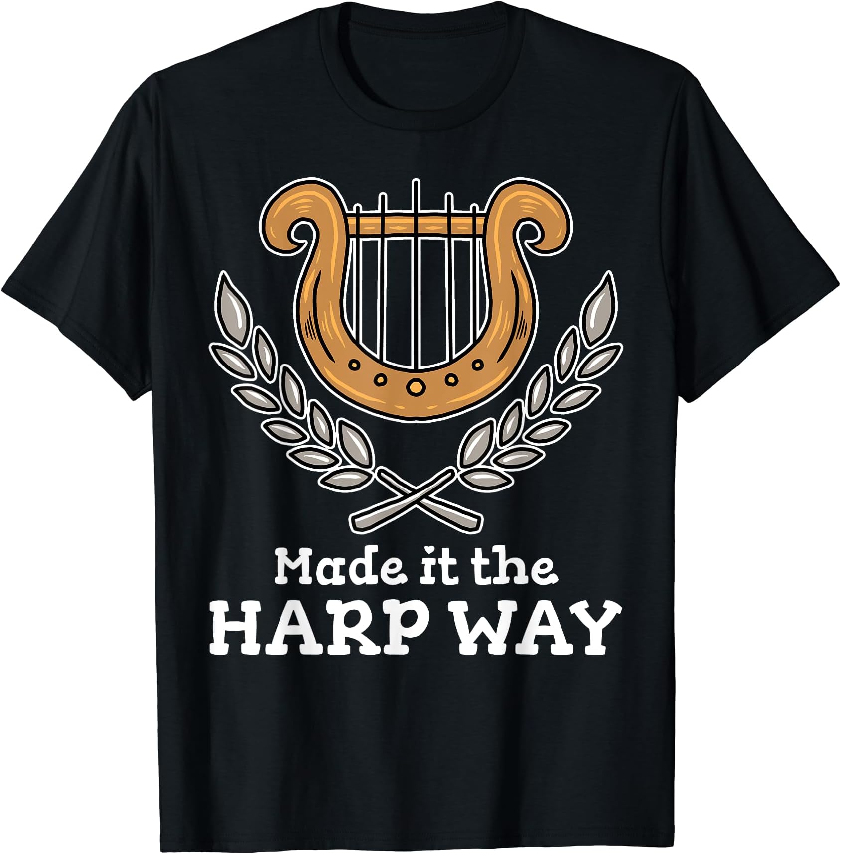 Harp Musician FLWLTGNQZ Harp Player DesignsMusical Harpist Orchestra Funny Harp Instrument T-Shirt
