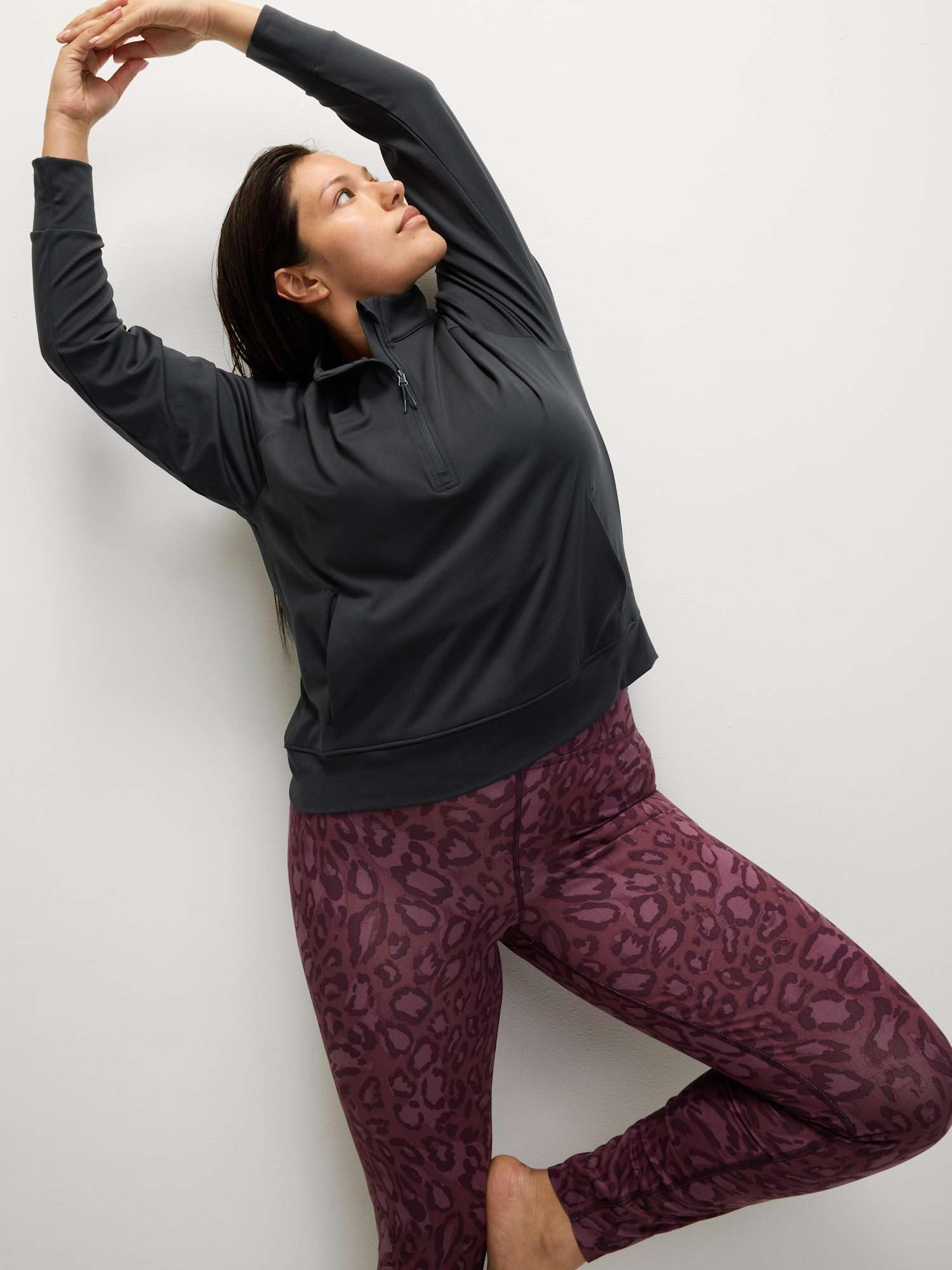 Marks & Spencer Haut Yoga Demi-Zip Col Montant Femme, Coupe Standard, Flexifit™