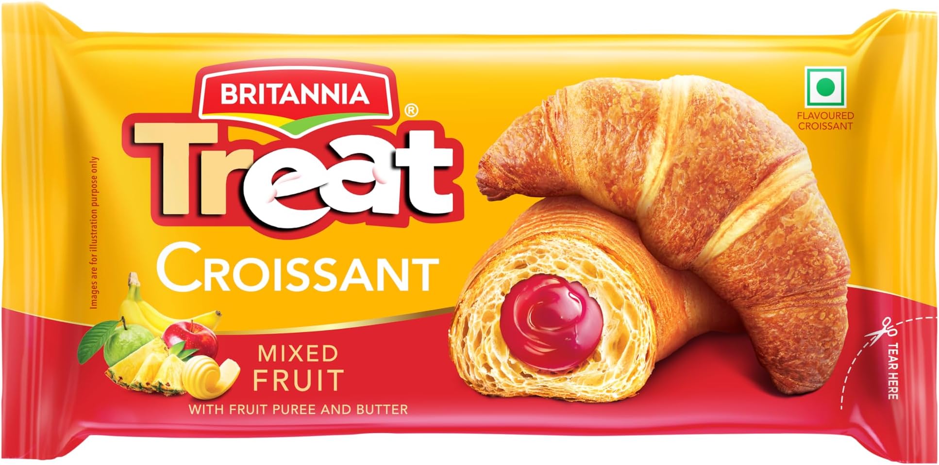 Britannia Treat Croissant – with Mixed Fruit Crème Filling (47g) – 100% VEG