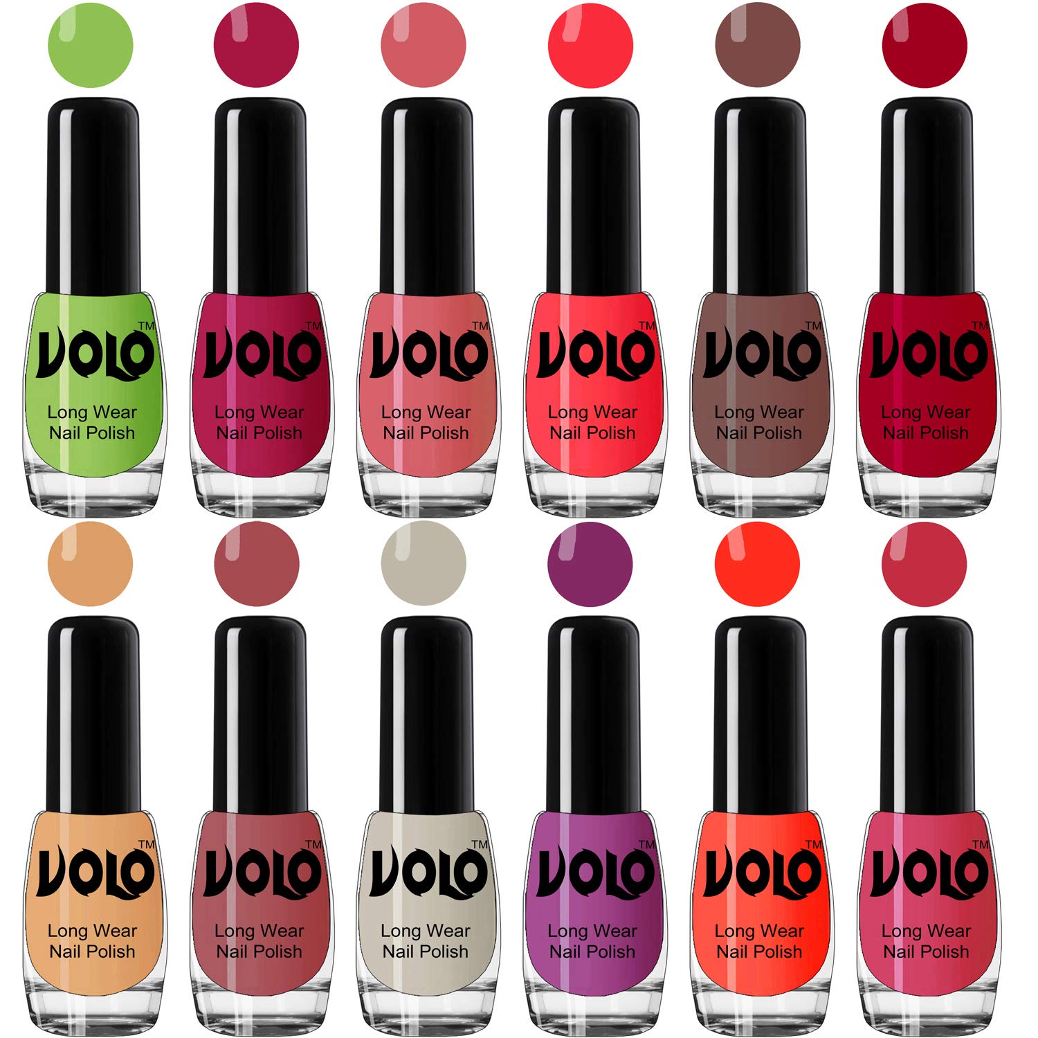 Volo Boss of Gloss Nail Polishes Set of 12 Pcs Infinite Collection(Green, Magenta, Peach, Red, Nude, Red, Nude, Tan, Nude, Plum, Coral, Pink) 60 ML-image-24