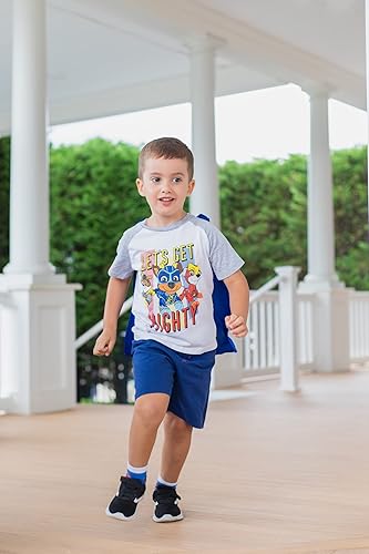 Miniatura 2 de Nickelodeon Paw Patrol Chase Marshall Rubble Big Boys - Conjunto de camiseta gráfica, capas y máscaras, 6 piezas