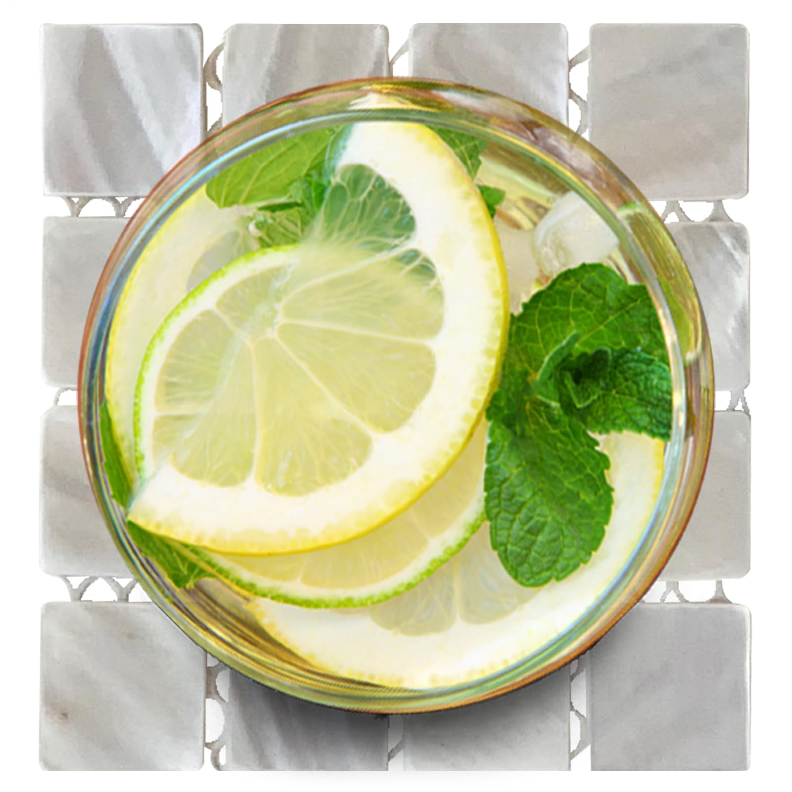 Table Coasters - Mother of Pearl Square Heat-Resistant Pad - 3.35 Inches Coffee Table Coasters | for Tea Wedding Bar Outdoor Home Coffee Drinks Kitchen Gathering