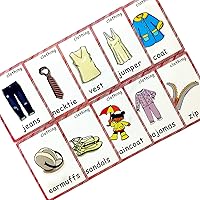 Vista 5 de SANTSUN Juego de tarjetas didácticas de ropa para niños pequeños (36 piezas) Tarjeta de aprendizaje para niños y tarjetas de bolsillo Montessori