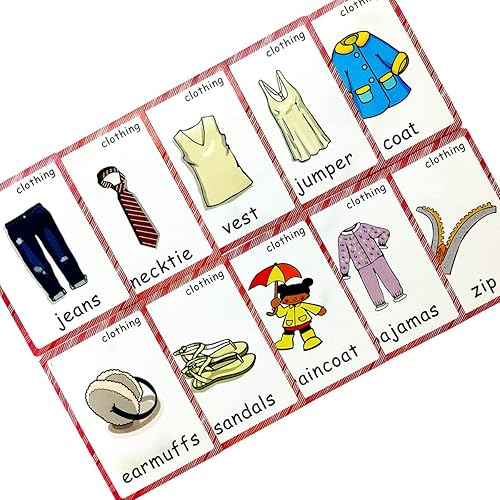 Miniatura 5 de SANTSUN Juego de tarjetas didácticas de ropa para niños pequeños (36 piezas) Tarjeta de aprendizaje para niños y tarjetas de bolsillo Montessori