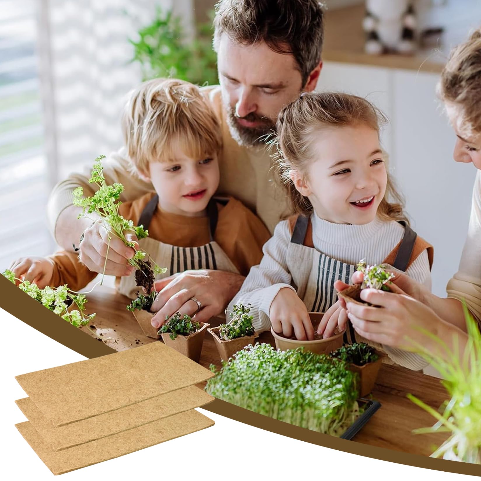Tappetini in canapa da 8 pezzi per la coltivazione di microgreens, tappetino per semi di 10x20, vassoio per coltivazione di microgreens in fibre di canapa traspiranti degradabili per la germinaz