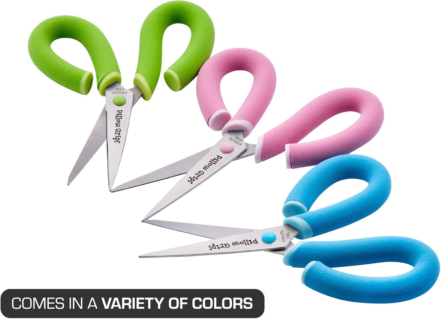 It's Academic Pillow Grips Scissors with Comfortable Handles, Blunt Tip, 8-inch Length, Perfect for Classroom Use, Blue
