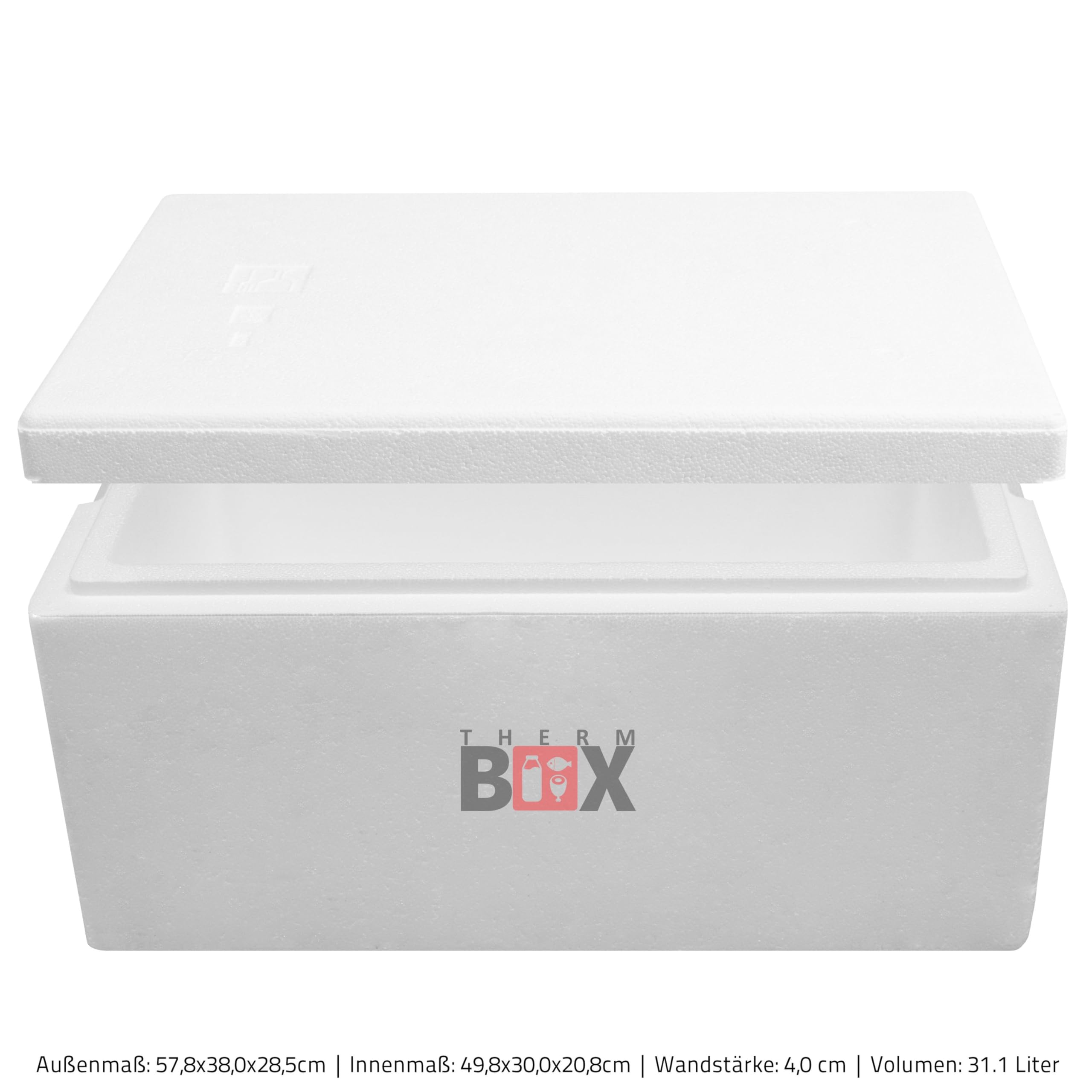 THERM-BOX Modularbox 31M, Interno: 49x30x20cm, Parete: 4,0 cm, Volume: 31,1L, Isolamento Box Thermobox Cooler Box Keep Warm Reusable