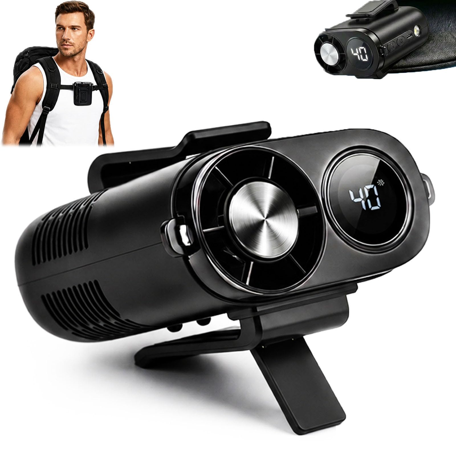 COLEESON Portable Ac for Car, 4-in-1 Hands-Free Clip-on Fan with 199 Speeds