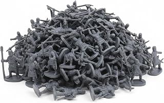 200 Pcs Toy Soldiers Figures Mini Toy Soldiers with Detailed Sword Shield Axe & Bow Designs for Creative Play and Display Grey Army Men Set Figures Army Men Action