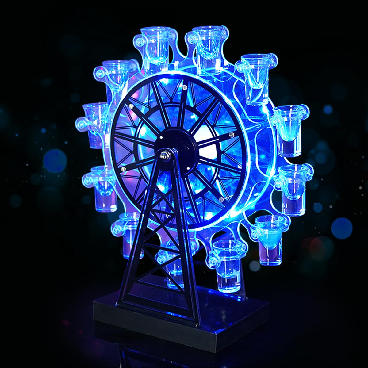 Amazon｜RAKU テキーラ観覧車 LED酒ボトルの表示棚 酒グラススタンド